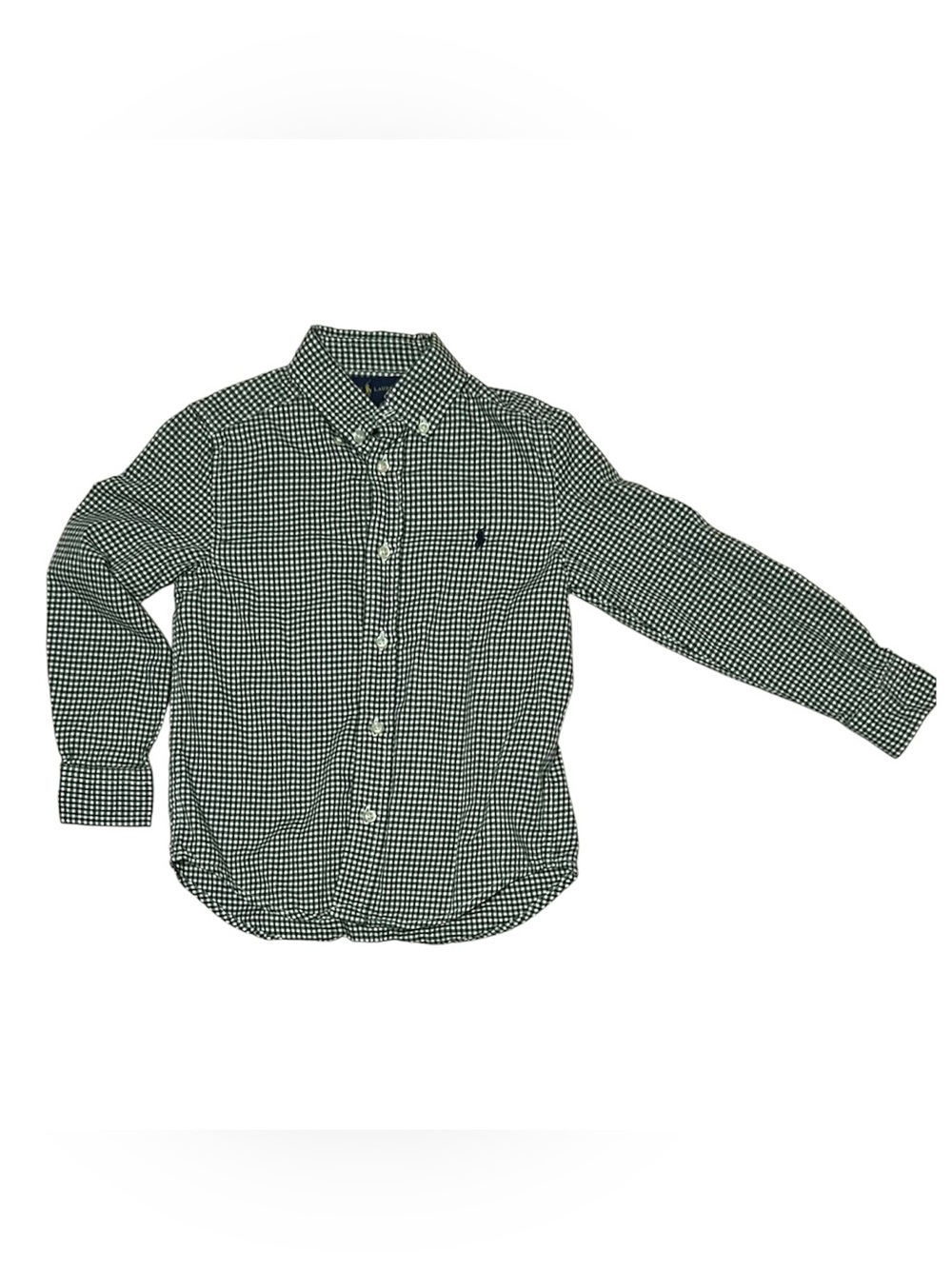 Ralph Lauren Green & White Gingham Button-Down Shirt Boys Size 5